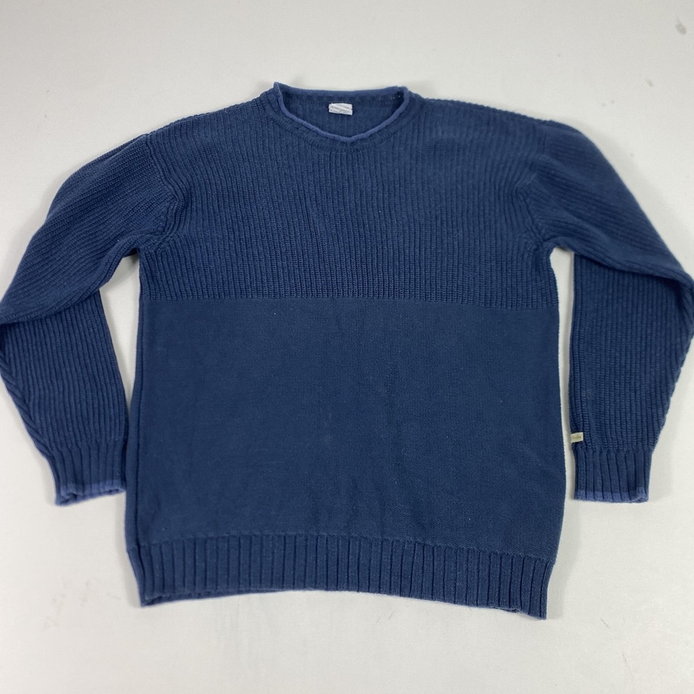 Columbia Sweater Mens XL Blue Cotton Crewneck Textured Rib Knit Pullover Casual